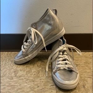 Silver wedged Adidas